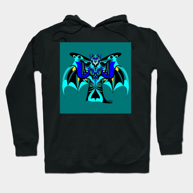 the blue uusum vampire in mayan ecopop bat disguise art Hoodie by jorge_lebeau